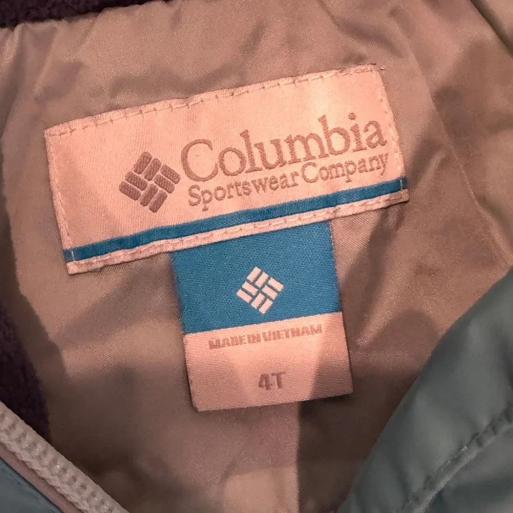 Columbia Kids Blue‎ Colorblock Hooded Windbreaker Jacket 4T Full Zip Shell